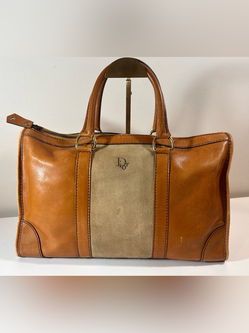 Authentic Vintage ChristianDior Suede & Leather Boston Bag